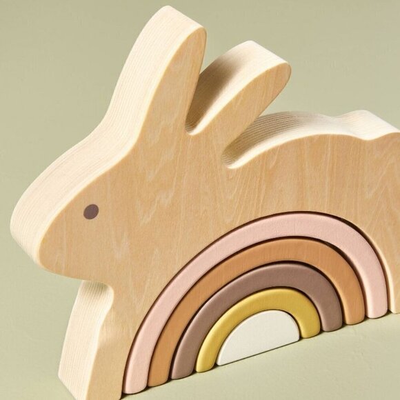 Hearth & Hand Magnolia Toy Bunny Wooden Block Stacker Easter Nursery Target 2024 - Picture 3 of 7